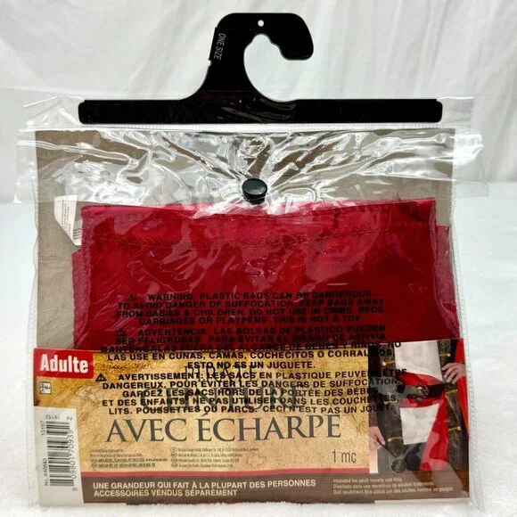 Pirate Belt With Sash Adult Costume Piece One Size Fits Most Black Red - Picture 11 of 11